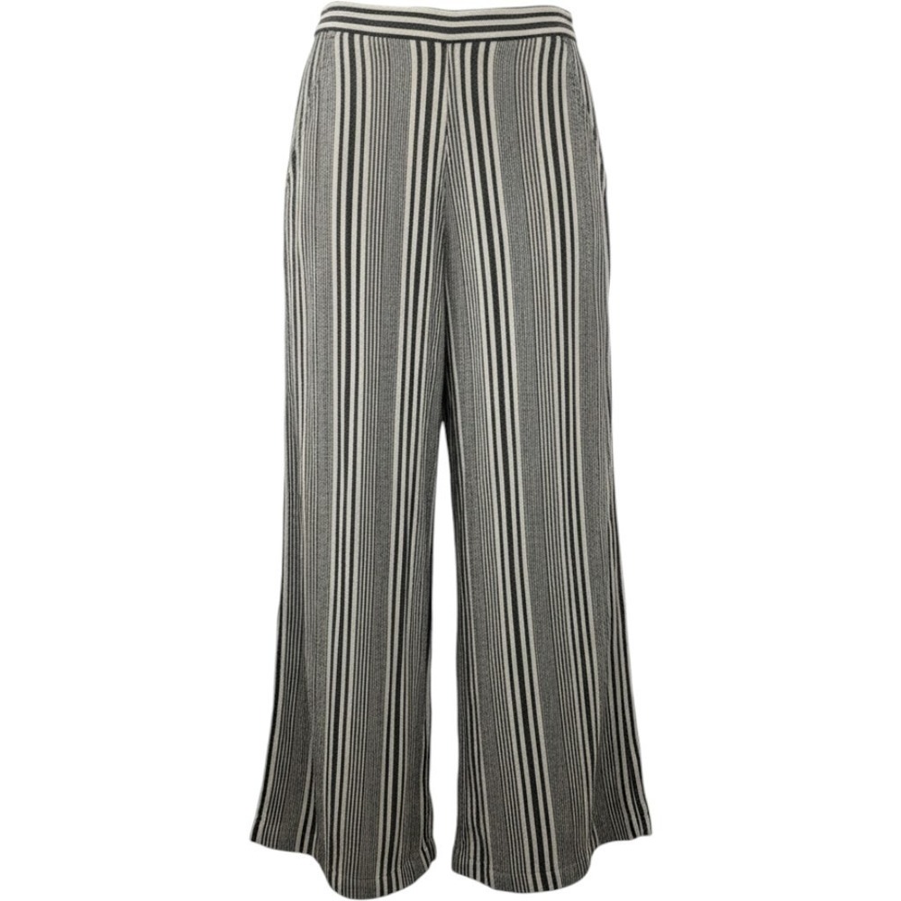 Avatar Wide Leg Pants Womens M Black White Striped Boho Culottes Trousers
